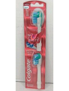 Colgate 360° Degree Optic White Replacement Brush Heads Soft Polishing Bristle